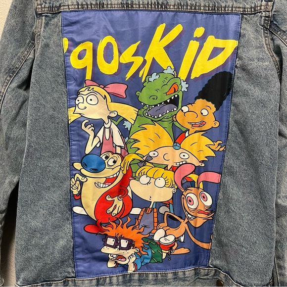 Nickelodeon 90s Kid Denim Jacket Adult Medium Jean Jacket Gift Y2K Classic - Picture 5 of 7